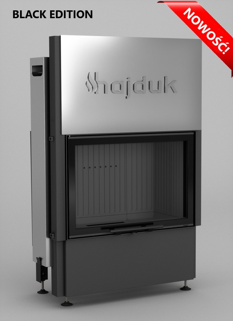 Zestaw kominek powietrzny stalowy KRATKI LUCY BLACK 12 kW Ø 200 z akcesoriami Volcano ATh czarna ceramika - Zestaw kominek powietrzny stalowy KRATKI LUCY BLACK 12 kW Ø 200 z akcesoriami